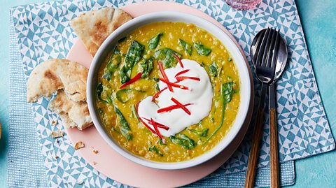 Spinach and coconut dal