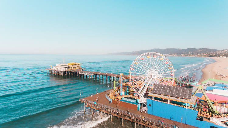 Ride a Ferris wheel overlooking the Pacific Ocean