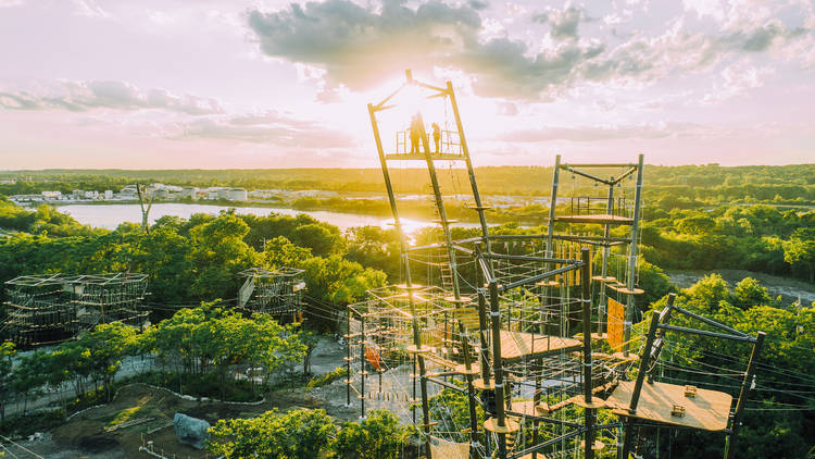 Climb a towering ropes course at The Forge