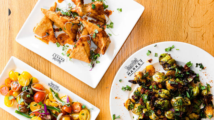 Three dishes on a table