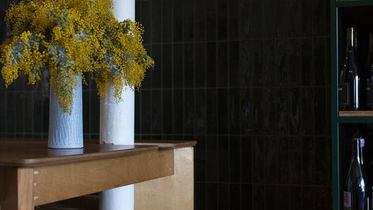 Stool, bench and potted plant at Manzé.