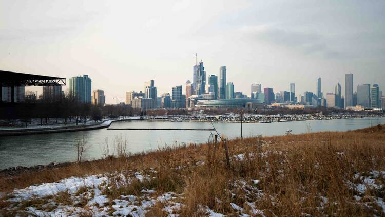 Trek through snow at Northerly Island Park