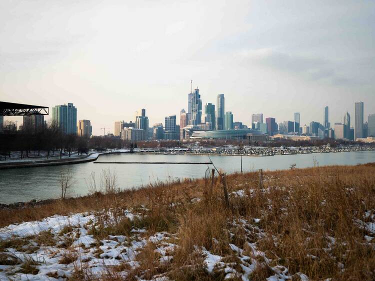 Trek through snow at Northerly Island Park