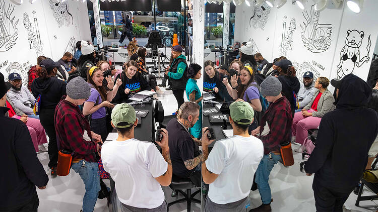 tattoo shop crowd (Live By The Sword Union Square )
