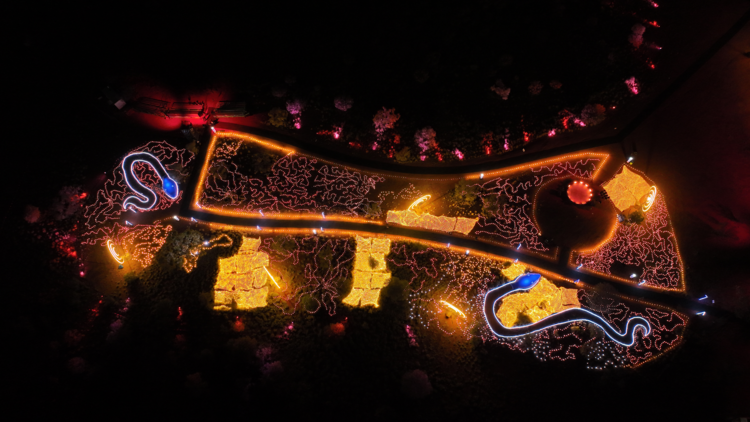 A light festival from birds eye view