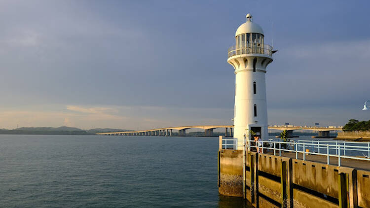 Soak in the tranquil vibes at Raffles Marina Lighthouse