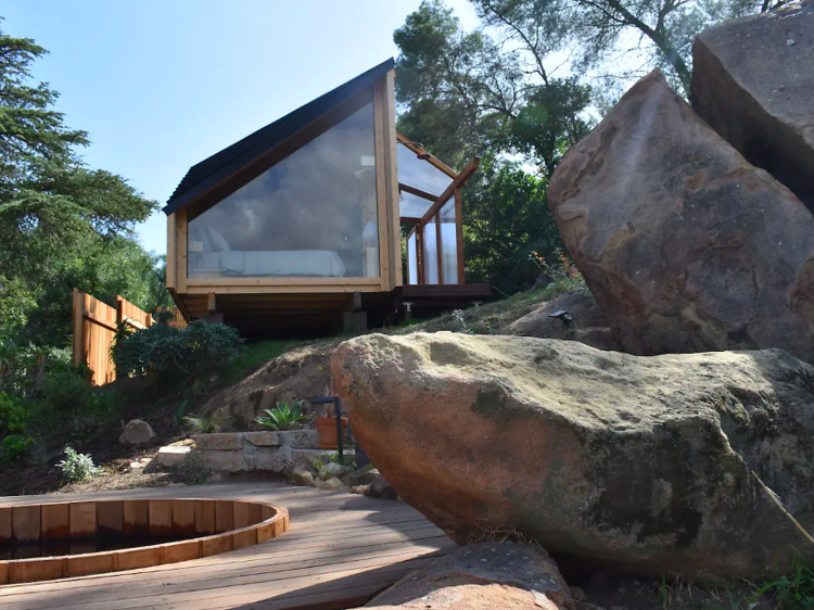 The cabin on the rocks in Topanga