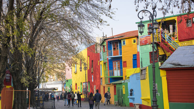 See the La Boca bridge from the terrace of the Proa Foundation