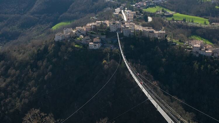 Suspension bridge in Umbria, Italy