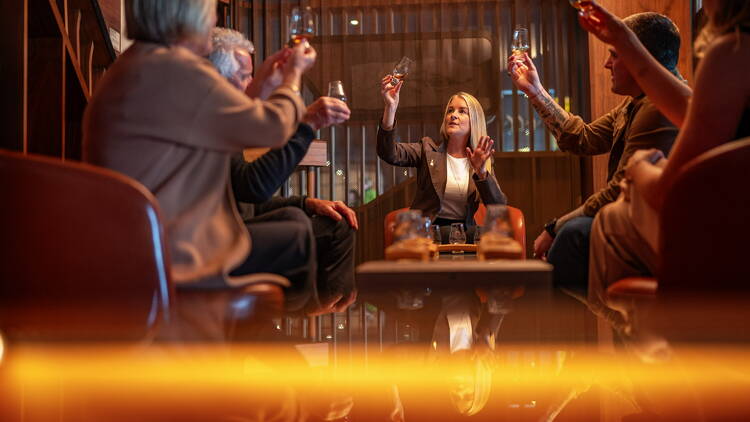 Distiller leading whiskey tasting