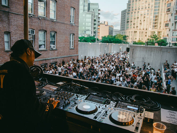 DJ playing to a crowd