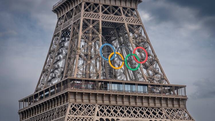 Eiffel Tower with Olympic Rings