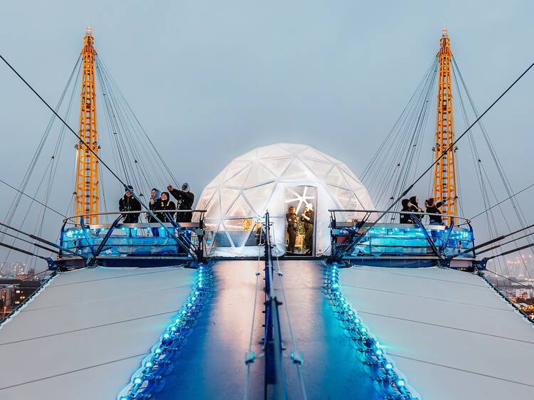 Up at the O2’s sky-high snow globes