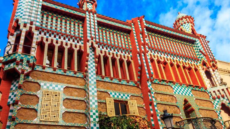 Facade of Casa Vicens in Barcelona, Spain. It is first masterpiece of Antoni Gaudi. Built between 1883 and 1885