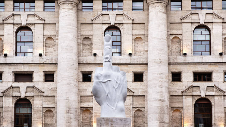 Maurizio Cattelan’s L.O.V.E sculpture