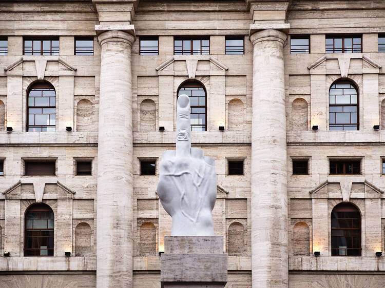Maurizio Cattelan’s L.O.V.E sculpture