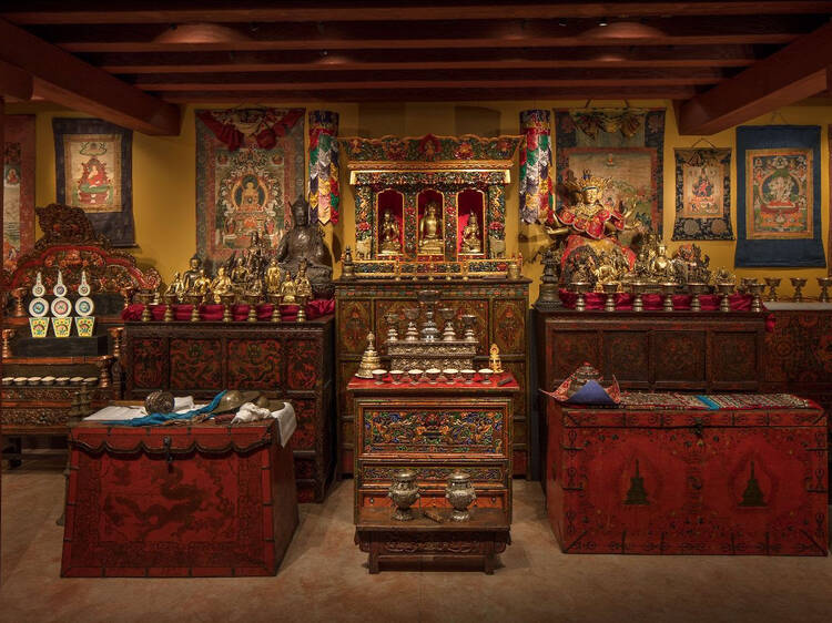 A Tibetan Buddhist shrine at the Brooklyn Museum