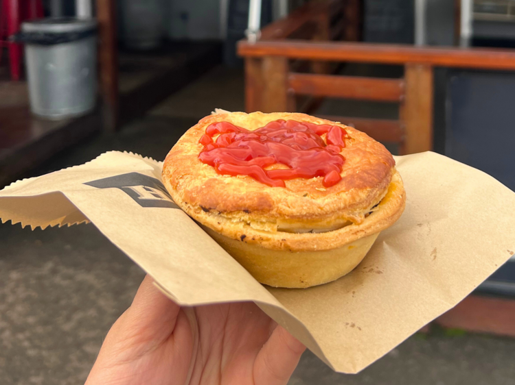 Meat pie with tomato sauce
