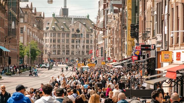 Busy street in Amsterdam