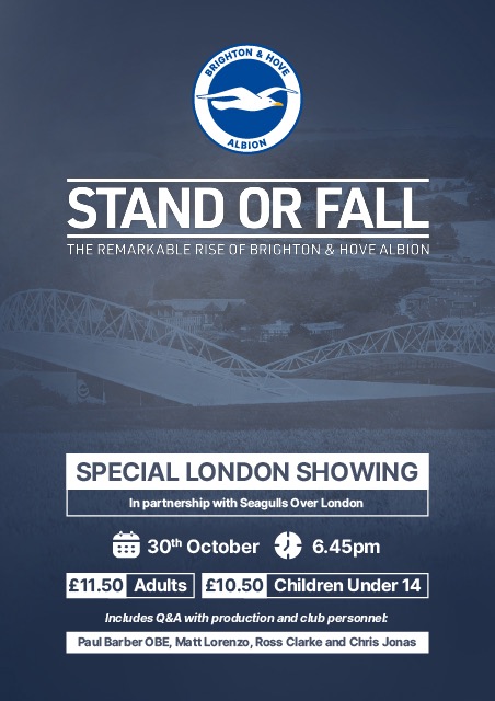 Stand or Fall: The Remarkable Rise of Brighton & Hove Albion + Q&A