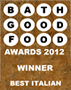 Best Italian restaurant in Bath at the Bath Good Food Awards 2012 Icon